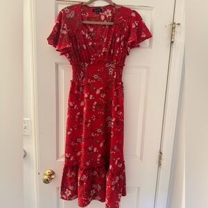 Floral Red Dress